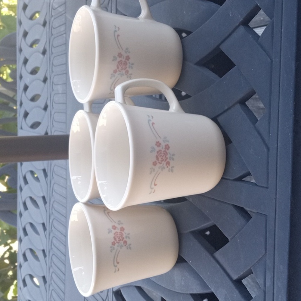 Vtg Corelle Corning English Breakfast Coffee Mugs 3.5" 